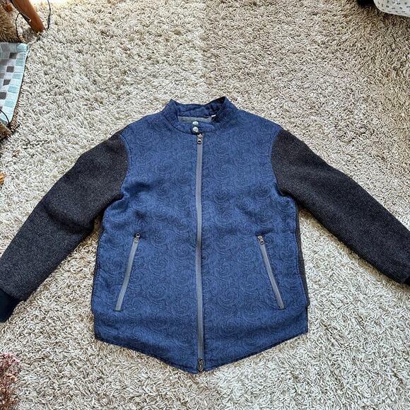 Rare Robert Graham Floral Navy / Black Light Jacket Flowers Zip Men’s Size M - Picture 2 of 16